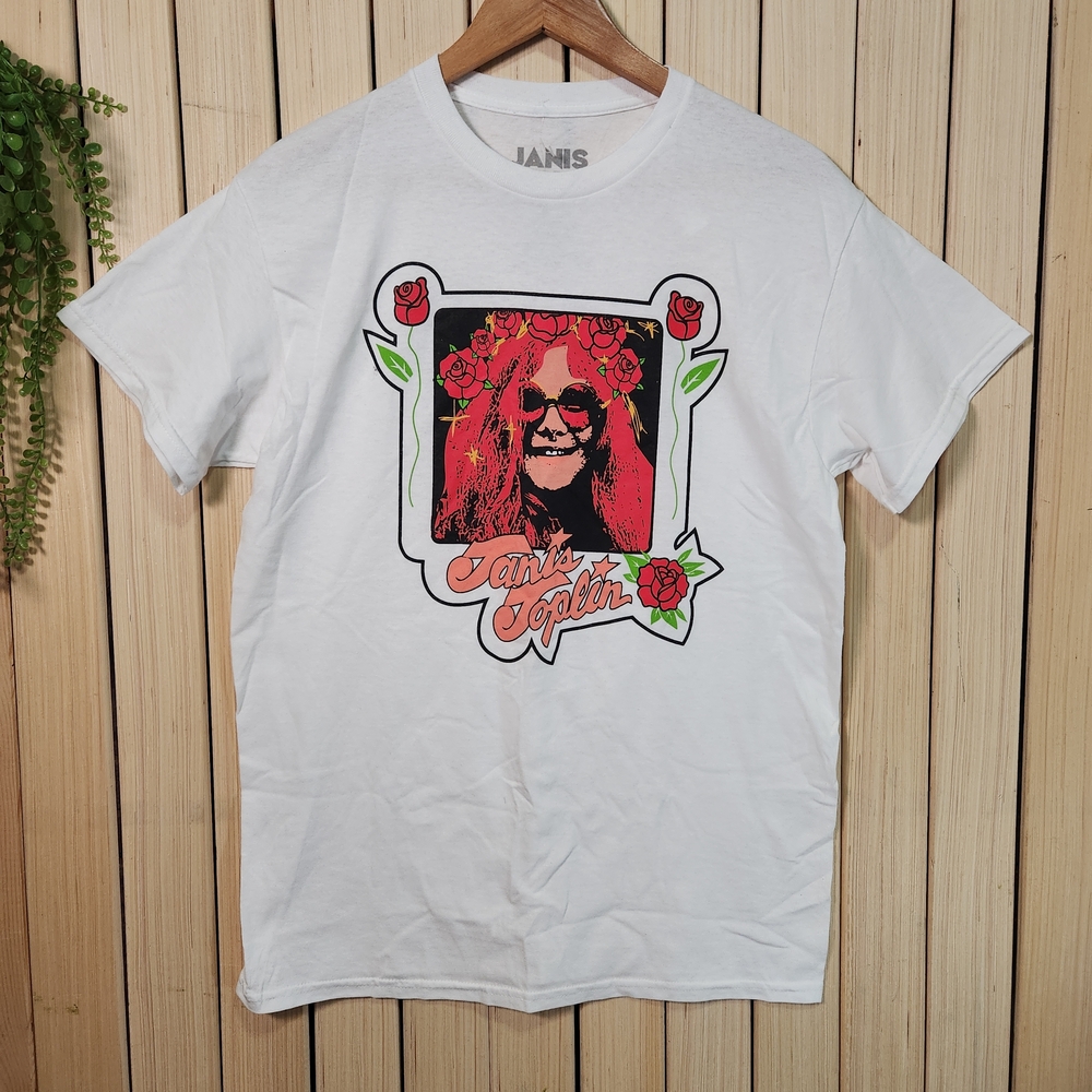 Janis Joplin T-Shirt White with Red Graphic
